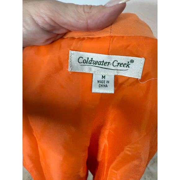 Coldwater Creek Silk Linen Blend open cardigan blazer orange Medium - Picture 5 of 9